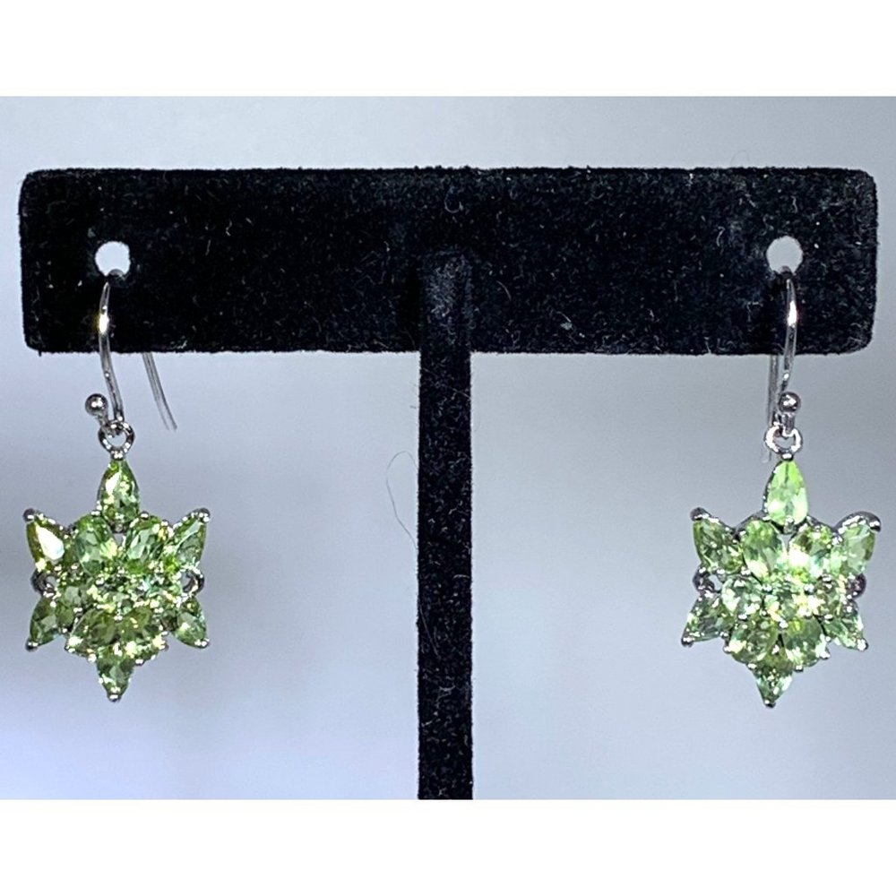 Stauer Pierced Earrings Hanging 925 Silver Green Amethyst Vintage Signed